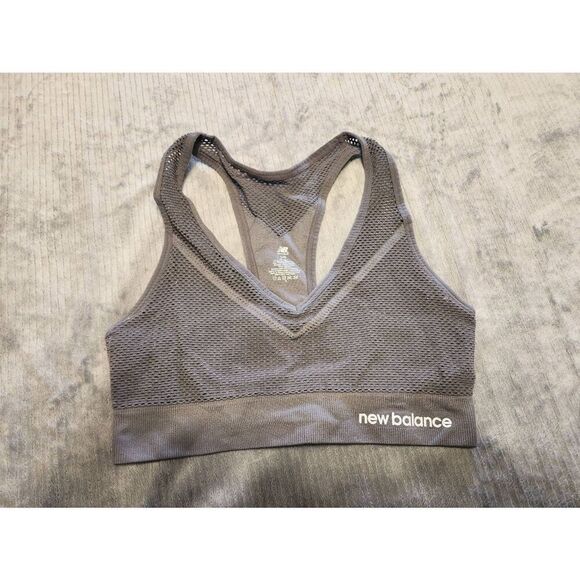 NEW BALANCE Racerback Sports Running Bra Size L Gray - Picture 1 of 3